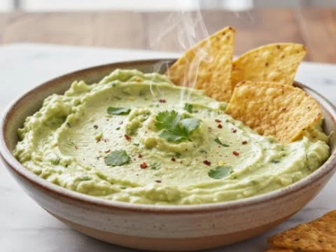 Avocadodip mit Frischkäse in einer kleinen Schale