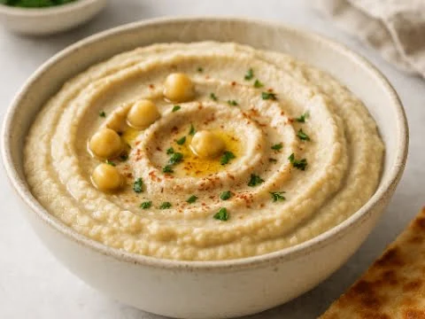 Hummus Dip mit Kichererbsen und Paprikaöl