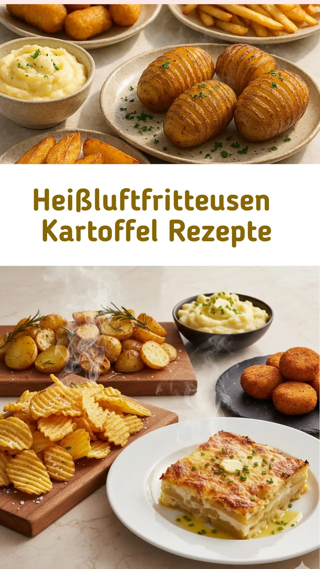Vielfältige knusprige Kartoffel- und Pommes-Gerichte aus der Heißluftfritteuse – perfekt für Instagram Stories