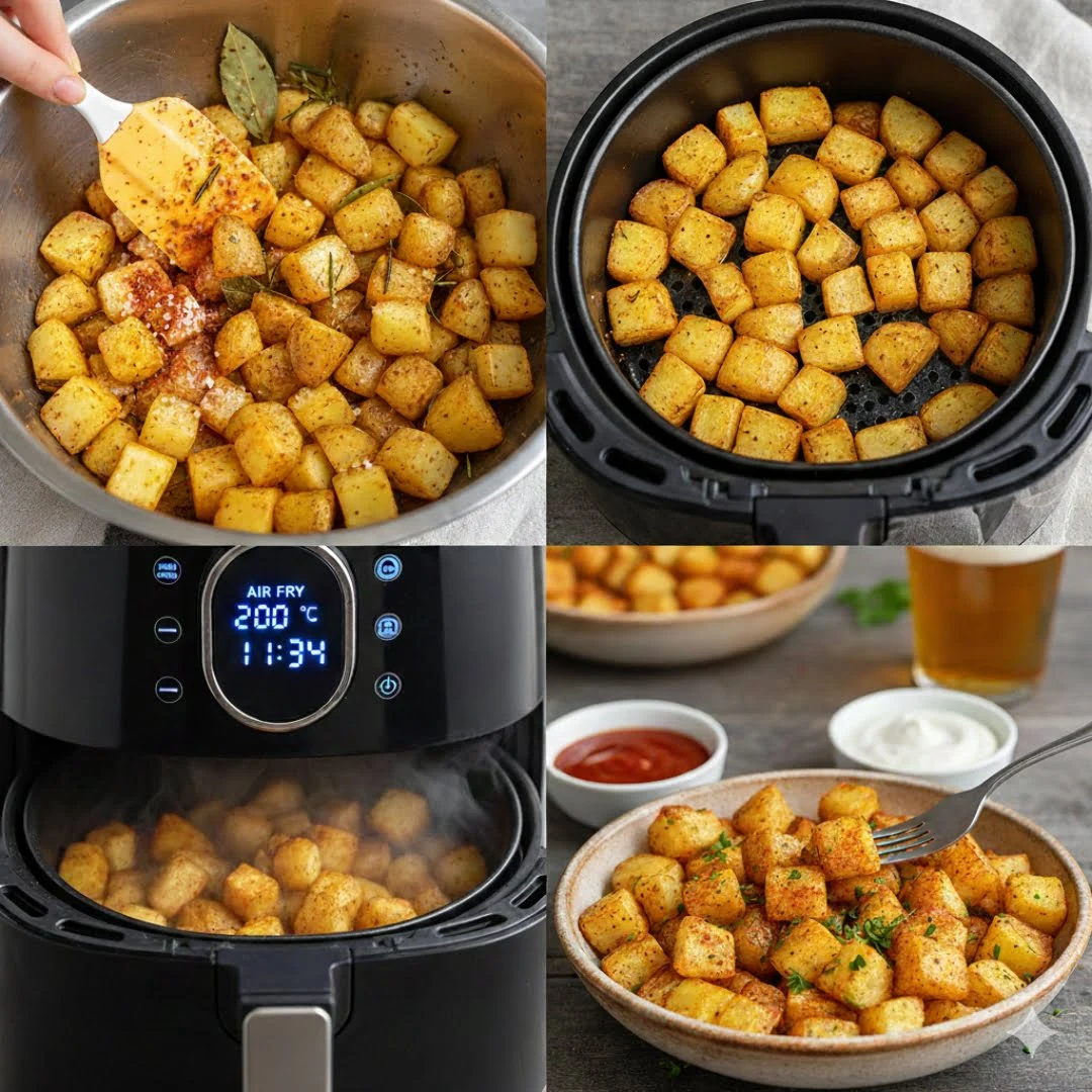 Knusprige Patatas Bravas aus der Heißluftfritteuse – goldbraun und perfekt gewürzt