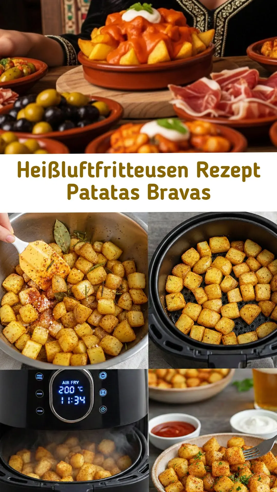 Patatas Bravas aus der Heißluftfritteuse – goldbraun und perfekt für Instagram