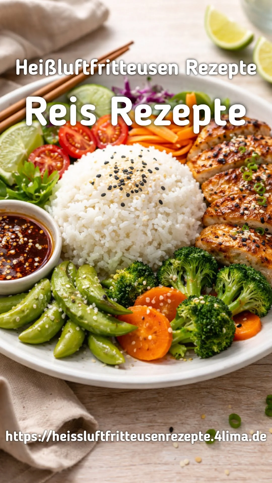 Reis aus der Heißluftfritteuse - perfekt präsentiert für Instagram Stories und Social Media mit appetitlicher Anrichtung