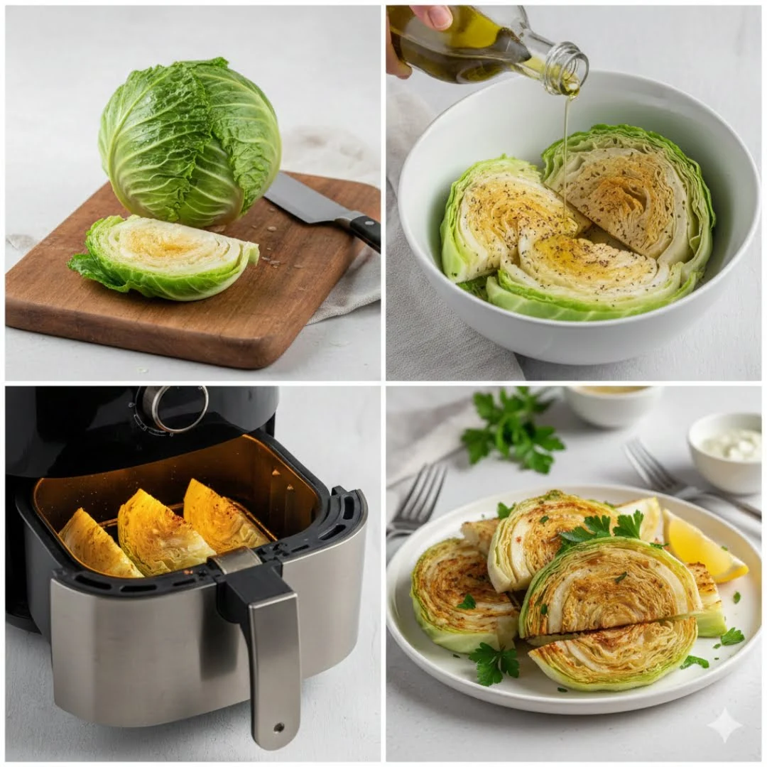 Gerösteter Spitzkohl, zubereitet in der Heißluftfritteuse