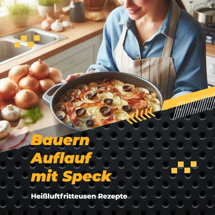  Knuspriger Bauern Auflauf mit Speck und Zwiebeln aus der Heißluftfritteuse, ein Genuss für jeden Gaumen!