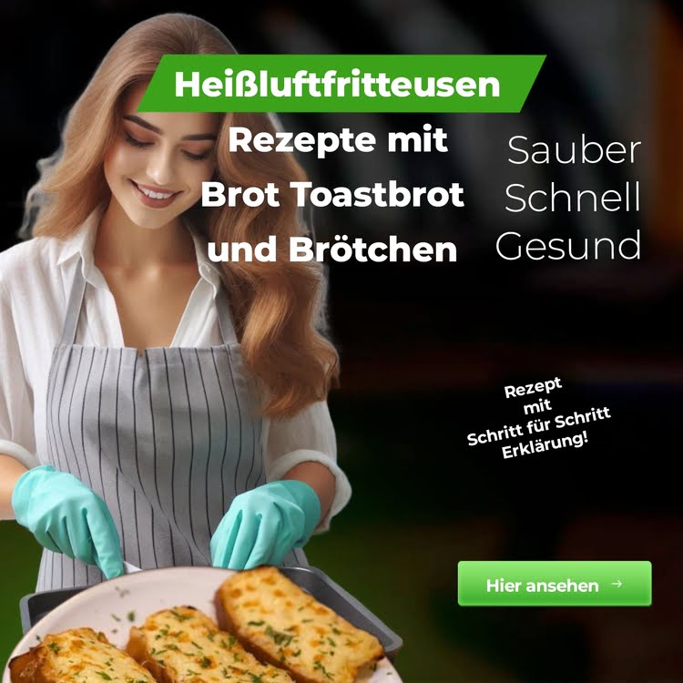 Eine Frau im Schürze hält einen Teller mit köstlichen Toast- und Snack-Ideen aus Brot und Brötchen.