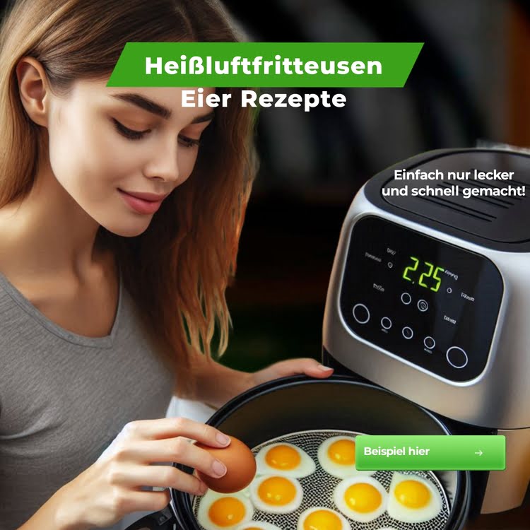 Darstellung eines schmackhaften Eiergerichts aus der Heißluftfritteuse, perfekt für ein nahrhaftes Frühstückserlebnis.