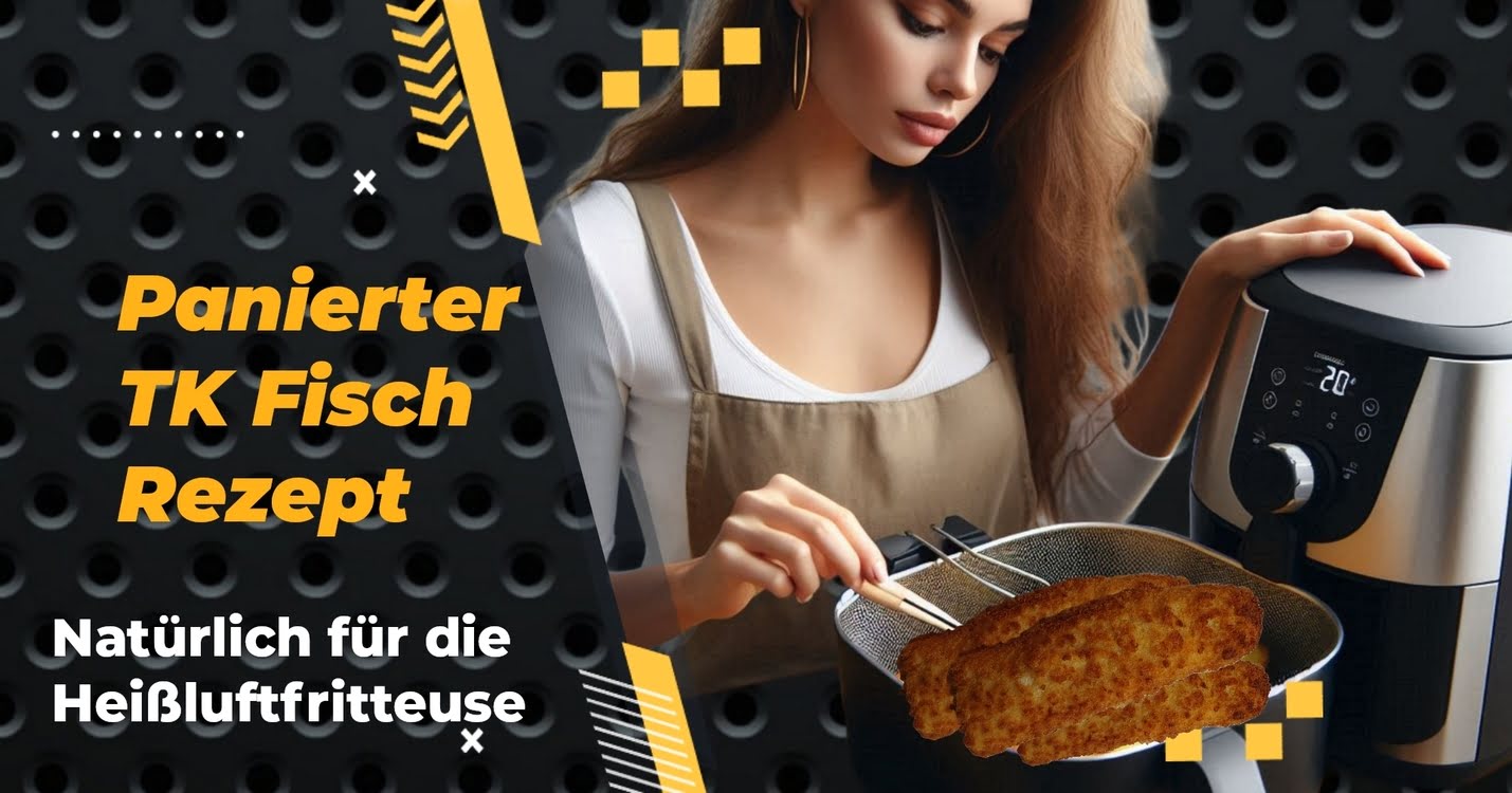 Rezept für panierter TK-Fisch, serviert mit Beilagen und einer ansprechenden Präsentation in der Airfryer.