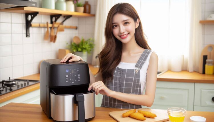  Model präsentiert ihre Airfryer