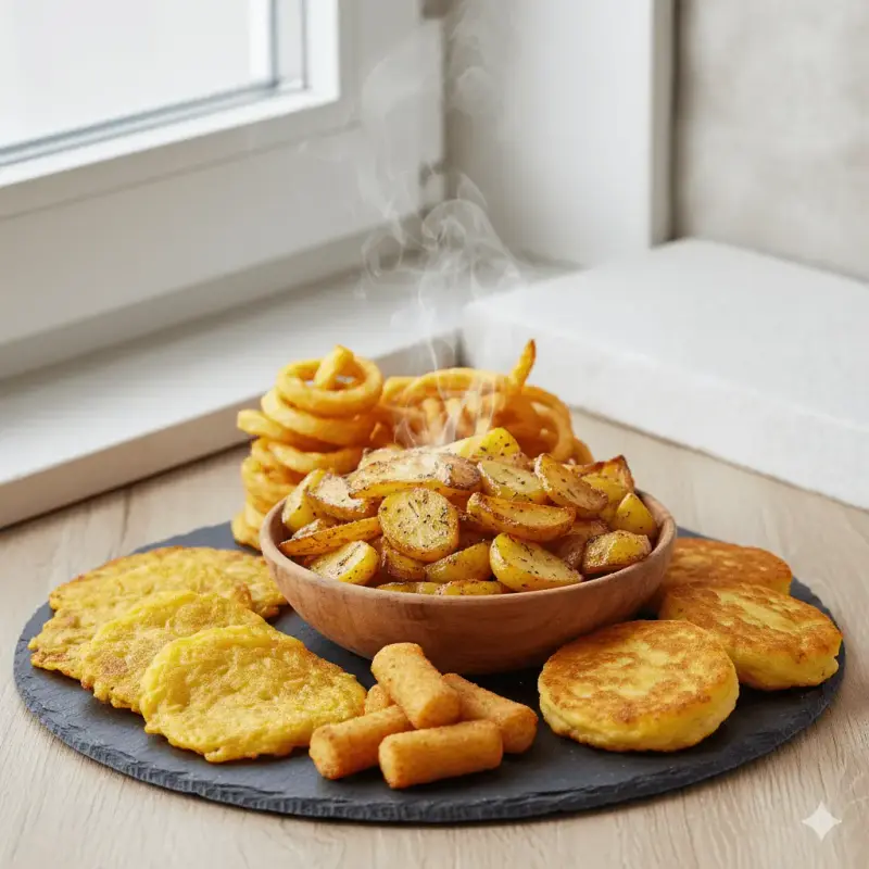 Knusprige Pommes und Kartoffelgerichte aus der Heißluftfritteuse – Wedges und Rösti