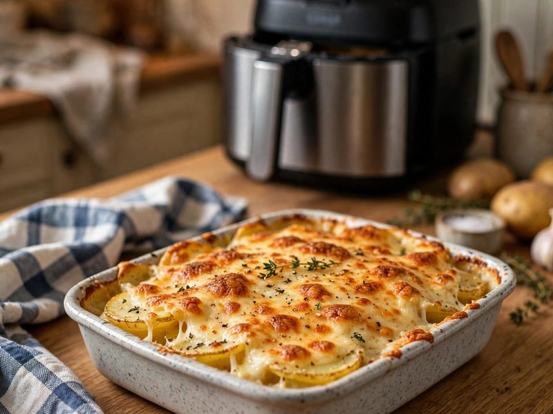 Aufläufe und Gratins aus dem Airfryer – Kartoffelgratin und Hähnchen-Auflauf