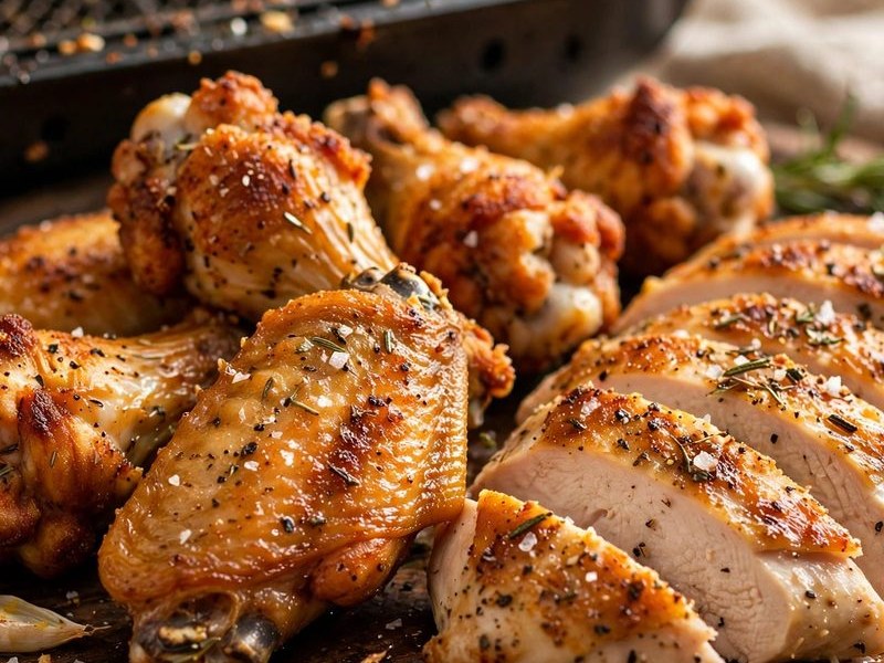 Hähnchen und Geflügel aus dem Airfryer – goldbraune Chicken Wings und Hähnchenbrust
