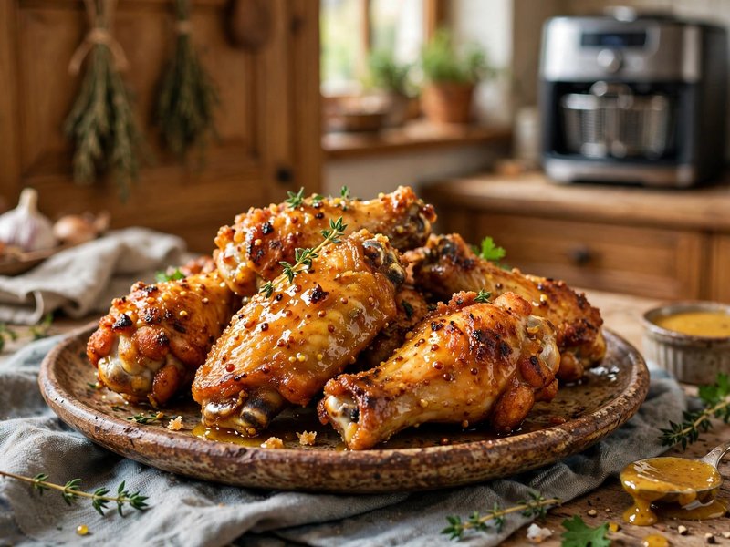 Chicken Wings mit Honig-Senf-Glasur aus dem Airfryer