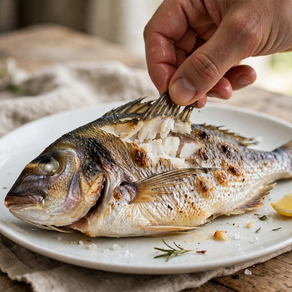 Rückenflossen-Test bei der Dorade – lässt sie sich leicht lösen, ist der Fisch gar
