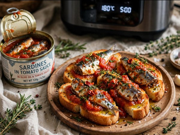 Knusprige Sardinen aus der Dose mit Zitrone aus dem Airfryer