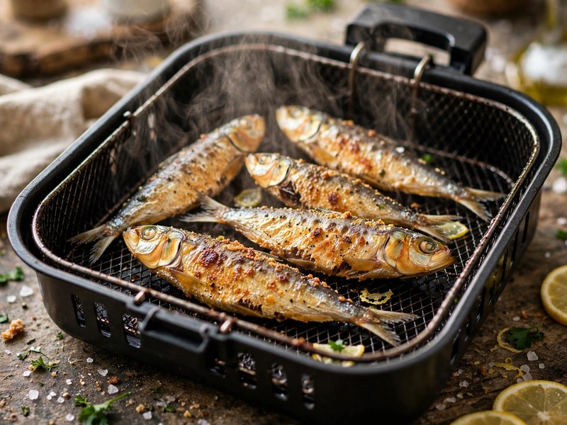 Knusprige, goldbraune Sardinen direkt aus dem Airfryer