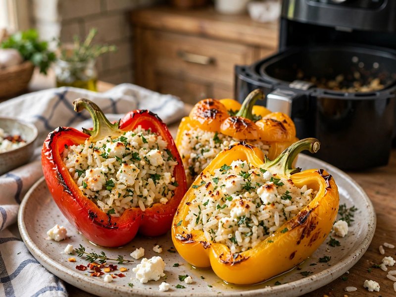 Gefüllte Paprika mit Feta und Reis aus dem Airfryer