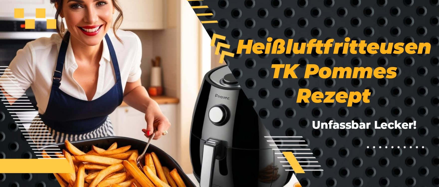 Rezept für Ofenkartoffeln aus der Heißluftfritteuse, serviert auf einem Teller mit frischen Kräutern.