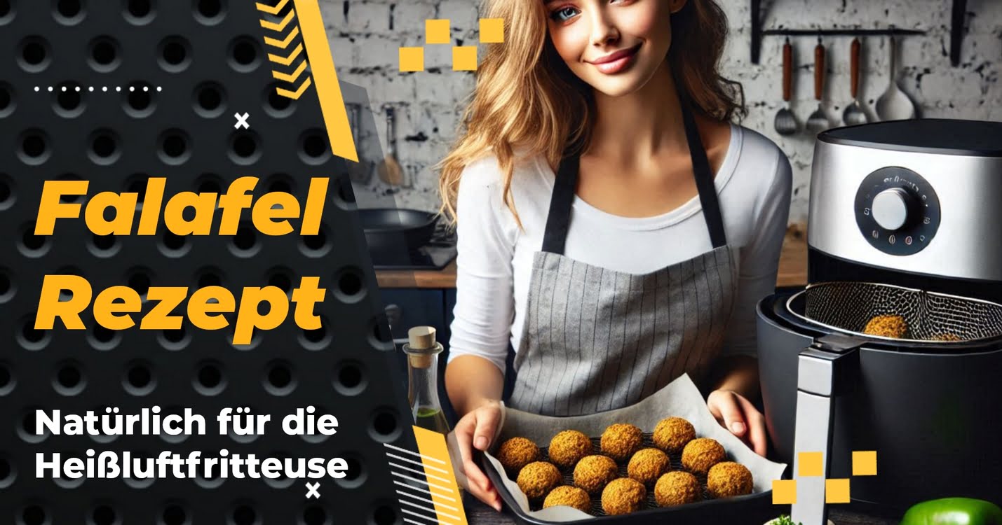 Fertig zubereitete Falafel aus der Heißluftfritteuse auf einem Teller 