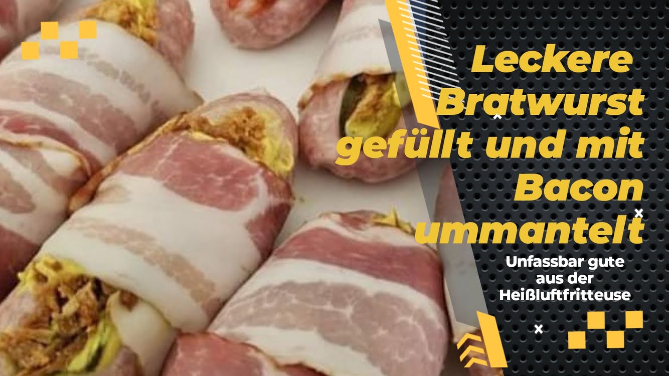 Saftige Bratwurst, umwickelt mit knusprigem Bacon – ein Genuss für alle Bacon-Fans!